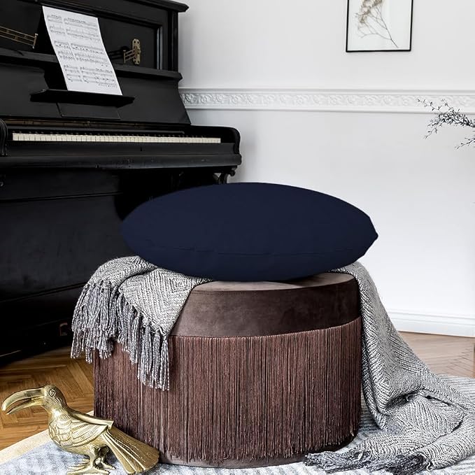 Covers & all Round Pillow Cover, Weather & UV Resistant Water Repellant Protector for Pillows Home Office Living Room Decor Chair Sofa Couch, with Zippers (40" Diameter x 5" H, Navy Blue)