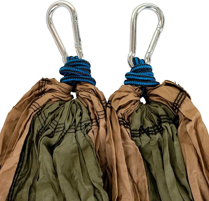 Circle Y Tucker Day Trip Portable Compact Durable Lightweight 10T Parachute Nylon Outdoor Camping Hammock with Steel Carabiners, Tree-Safe Straps, 250Lbs Weight Limit & Built-in Drawstring Pouch