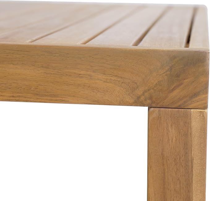 Christopher Knight Home Gree Acacia Wood Outdoor Bar Table, Wooden Patio Bar Height Table, Square Kitchen Coffee Bar Table, Patio Furniture Set, Light Brown