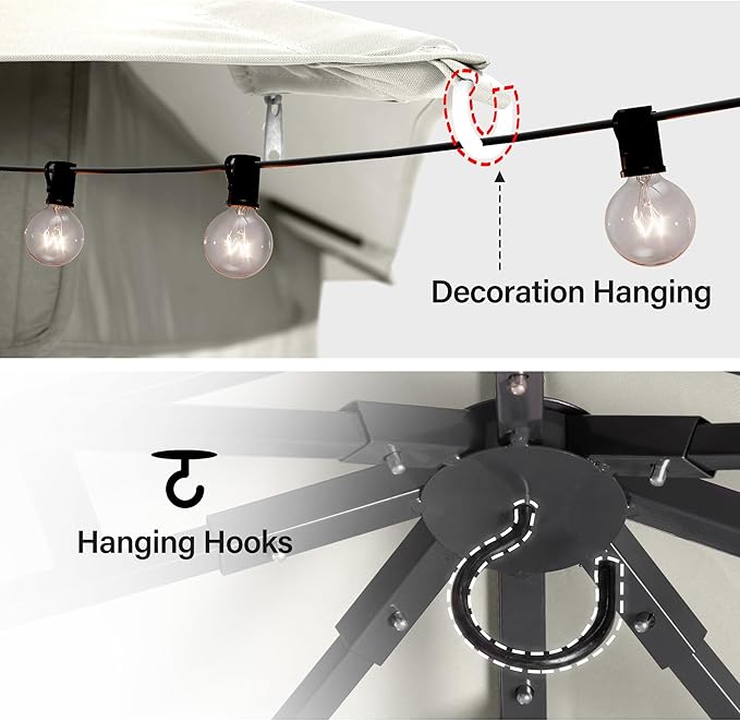 LAUSAINT HOME Patio Gazebo 10'x10', Outdoor Heavy Duty Party Tent Shelter with Double Roofs, Mosquito Nettings and Privacy Screens for Backyard, Garden, Lawn, Cream White