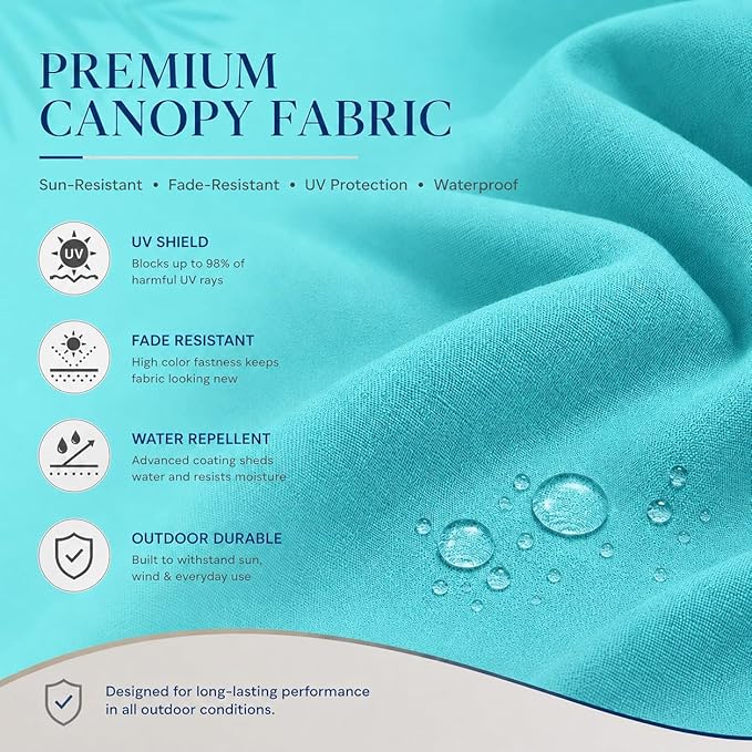 10ft Patio Umbrella, 3-Tier Vented Outdoor Table Umbrella with 8 Sturdy Fiberglass Ribs, Windproof Market Umbrella with Push Button Tilt and Crank, UV Protection for Deck, Pool, Aqua Blue
