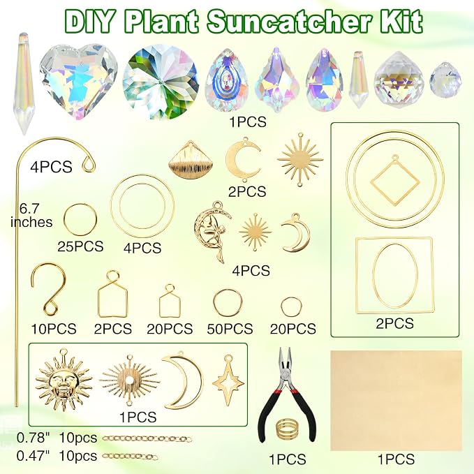 DIY Sun Catcher Kits for Adults, 260pcs Crystal Suncatchers Making Supplies | for Garden Plant Indoor Windows Hanging Arts and Crafts Kit for Women Valentines Mother's Day Birthday Gifts Home Decor