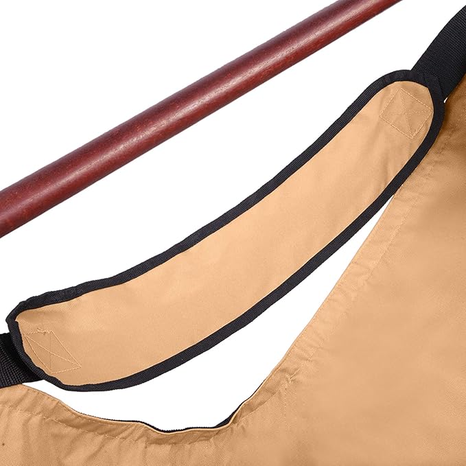 Hammock Hanging Sky Chair with Footrest, Folding Camping Air Deluxe Swing Seat with Rope, Heavy Duty Foldable Rocker with Cup Holder for Outdoor Beach Patio Sport Lawn (Khaki)