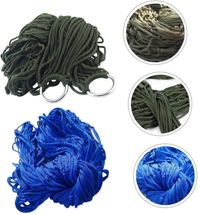 2pcs Outdoor Hammocks Nylon Rope Mesh Hammock Bed Heavy Duty Camping Swing Bed