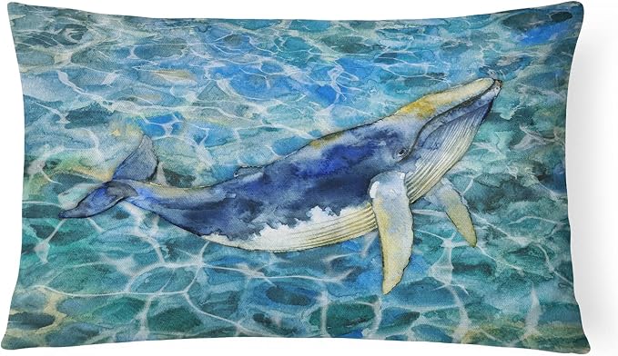 Caroline's Treasures BB5336PW1216 Humpback Whale Canvas Fabric Decorative Pillow Machine Washable, Indoor Outdoor Decorative Pillow for Couch, Bed or Patio, 12HX16W