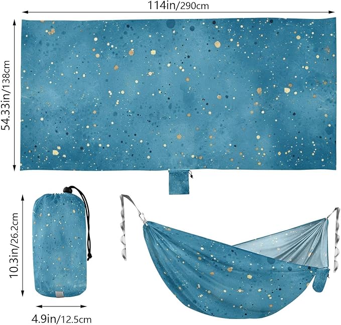 Blue with Gold 330lb Capacity Hammocks for Camping Tree Hammock for Patio Backyard Lounge Base Silla hamacas para adultos