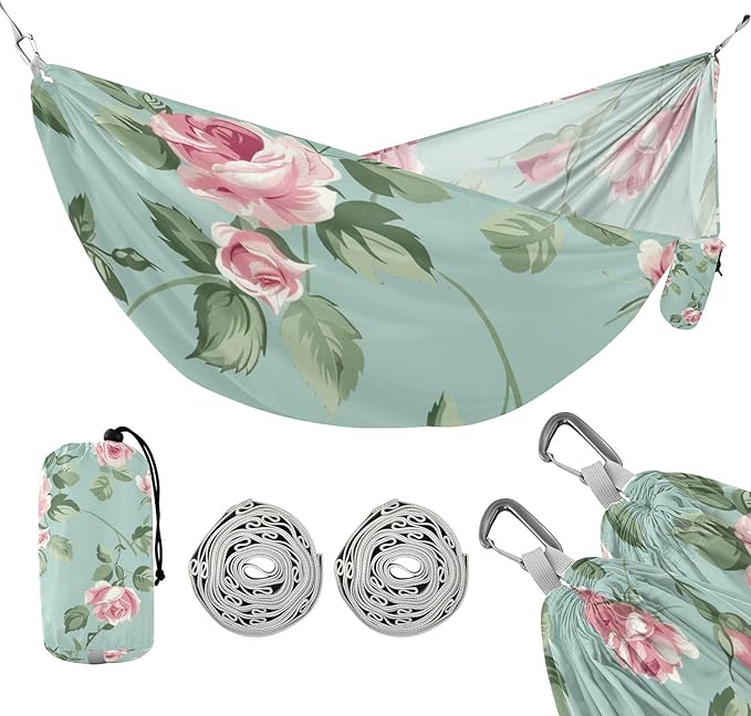Pink Vintage Rose 330lb Capacity Outdoor Hammock with Portabl Carry Bag Hanging Hammock for Outside Patio Garden hamaca para adultos