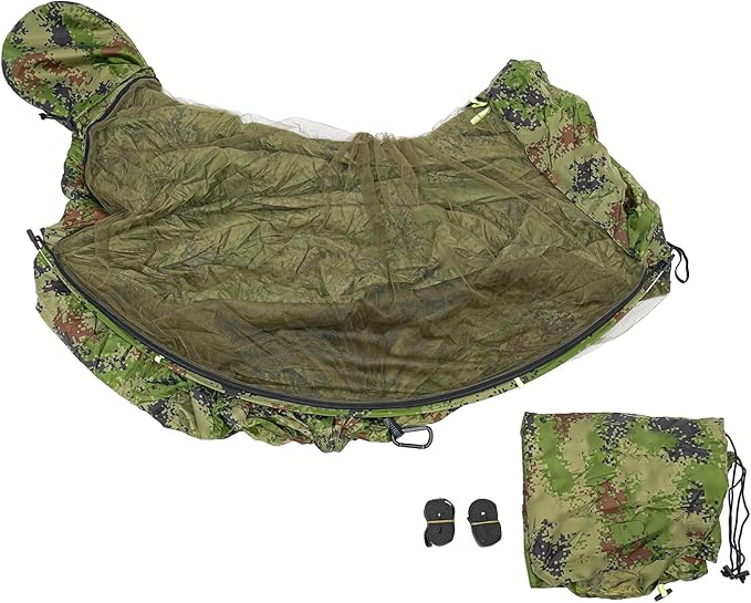 440.9 lbs Camping Hammock with Sunshade Cloth and Straps, 2.9 x 1.4m Anti-Mosquito and Anti-Sun Camping Hammock, Portable Camping Hammock(Camouflage Color)