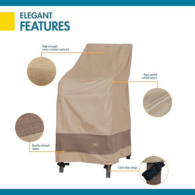 DUCKCOVERS® Elegant Waterproof 26 Inch W Stackable Patio Chair Cover