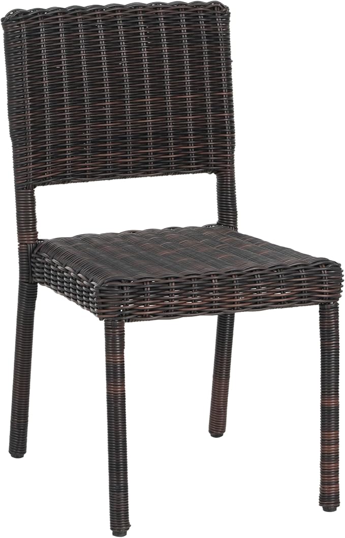 Christopher Knight Home Farley Acacia Wood Outdoor Dining Set for 4, 5 Piece Patio Dining Table and Chair Set, Faux Rattan Outdoor Dining Chair and Table Set, Brown