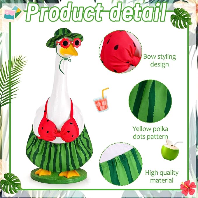 JcHrmers Hawaiian Goose Outfit Summer Porch Goose Outfits Bikini Goose Clothes for Outdoor Garden Yard Decor (Watermelon, 23 Inch)