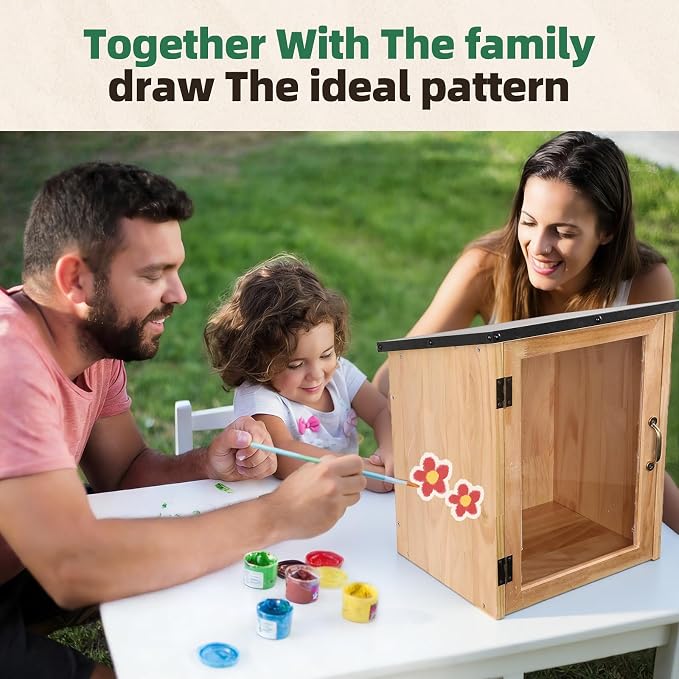 Little Free Library Box Outdoor – Waterproof Outdoor Library Book Box, Little Wooden Cabinet for Sharing Books, Art, Newspapers – DIY Paintable, Clear Window, Magnetic Lock