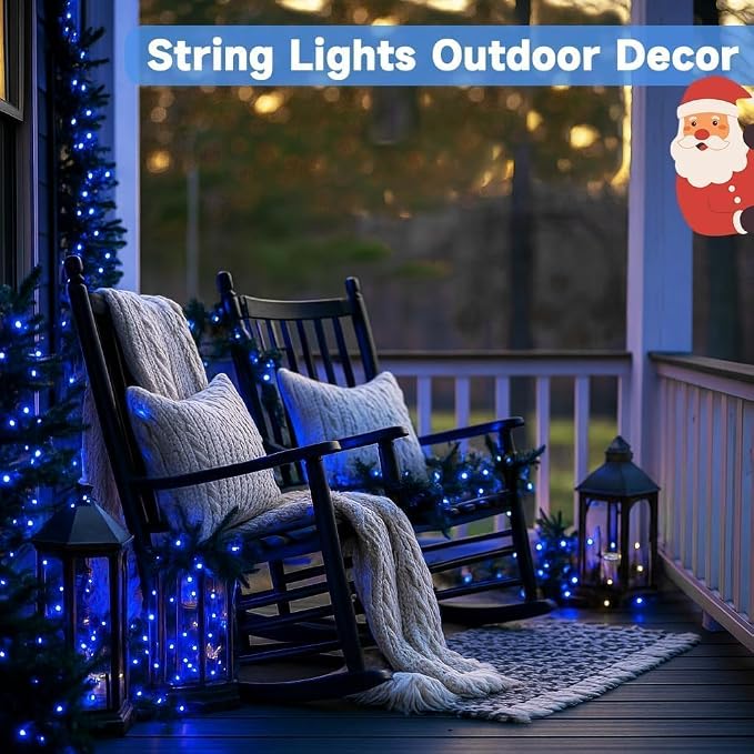 Solar Fairy Lights, 4 Pack Total 400LED 144FT Waterproof String Lights | Blue, Copper Wire, 8 Lighting Modes Solar Twinkle Lights for Tree Garden Patio Party Outdoor Christmas Decorations
