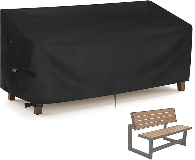 Outdoor Bench Cover for Lifetime 60054 60253 Convertible Bench,56inch Outdoor Table Cover Waterproof for Half Picnic Table Bench Foldable-56"L x 31"W x 34"H