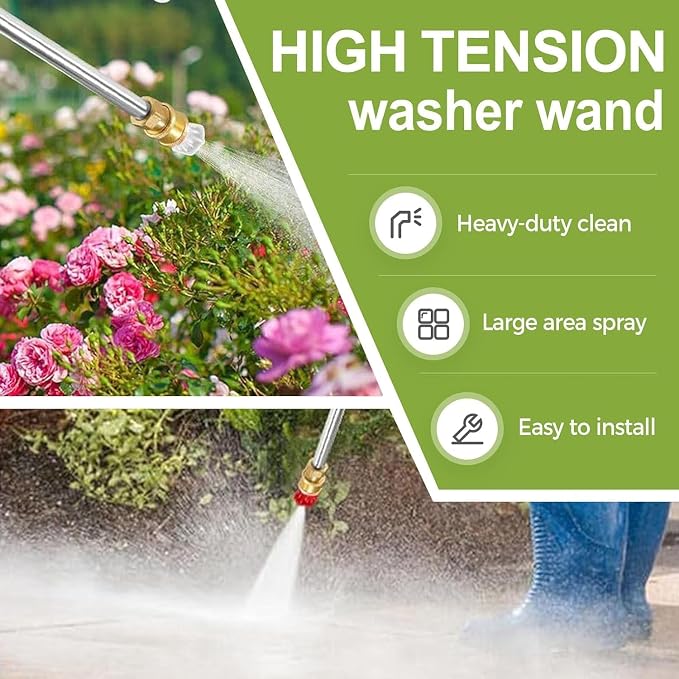 Upgraded Jet Nozzle Power Washer for Garden Hose,2026 Pressure Washer Wand with 3 High-Pressure Nozzles for Car Washing Patio Garden Outdoor Cleaning. (Black+Gray)