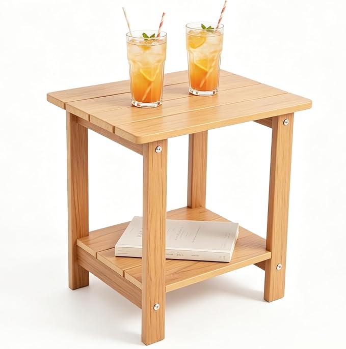 Outdoor Wooden Table,Side Table,Patio Table,Ideal for Patio, Camping, Pool, Beach, ect.(Natural)
