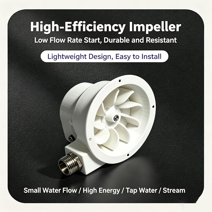 50W Portable Micro Hydro Generator, Brushless Permanent Magnet Water Turbine Generator, 1-60V Adjustable Output Small Stream Power Generator for Camping, Cabin, and Outdoor Use