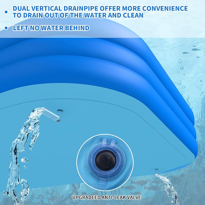 Inflatable Swimming Pool, Large Blow up Pool, Above Ground Swimming Pool for Family, Pools for Kid, 150 x 72 x 22 inch Full-Sized Inflatable Pool for Toddler for Outdoors, Backyard