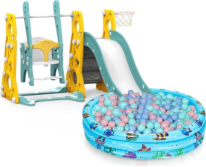 Inflatable Baby Kiddie Pools, 3 Rings Round Swimming Pool, Toddler Fun Water Swim Beach Floaties Toys, Kids Fishing Pond Ball Pit Pool, Small Infant Pool (Blue, 47 inch)