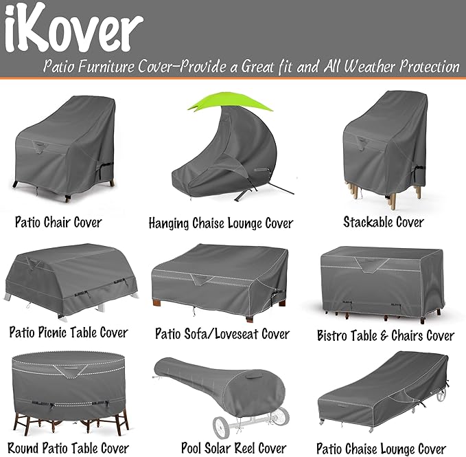 73 Inch Patio Hanging Chaise Lounge and Stand Cover with Zipper Waterproof Outdoor Curved Steel Hammock Lounge Swing Chair Covers
