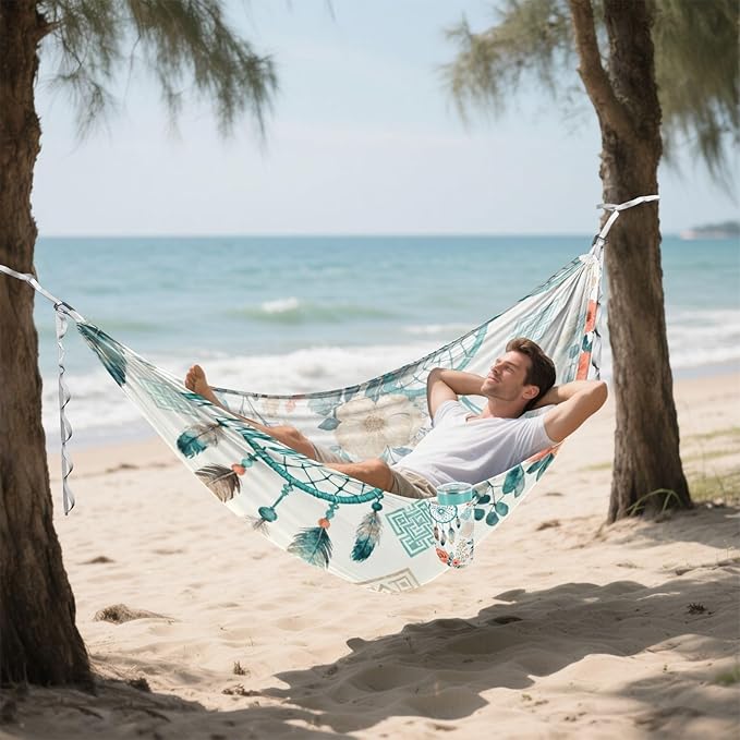 Bohemian Dreamcatcher Camping Hammocks Fabric Hammock for Outside Patio Backyard Poolside