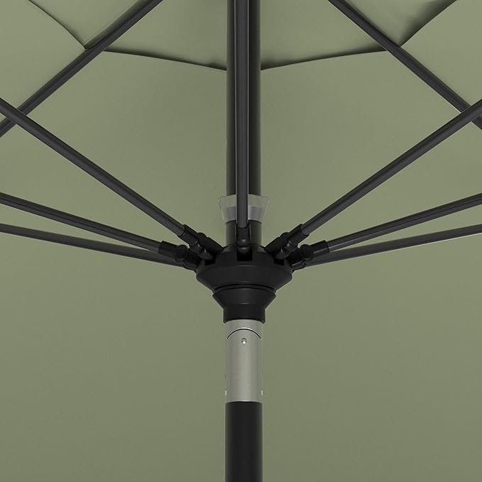 California Umbrella 11Ft Sunbrella Patio Umbrella, Fiberglass Ribs, Hand-Crank, Tilt-Collar, Black Frame, Spa Fabric