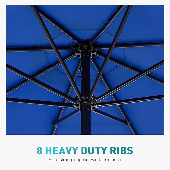 OLIXIS 9FT Patio Umbrella with Tilt and Crank Button & Sturdy Ribs Waterproof, 9Feet Patio Table Umbrella Perfect for Poolside, Terrace, Beach and Outdoor Restaurant