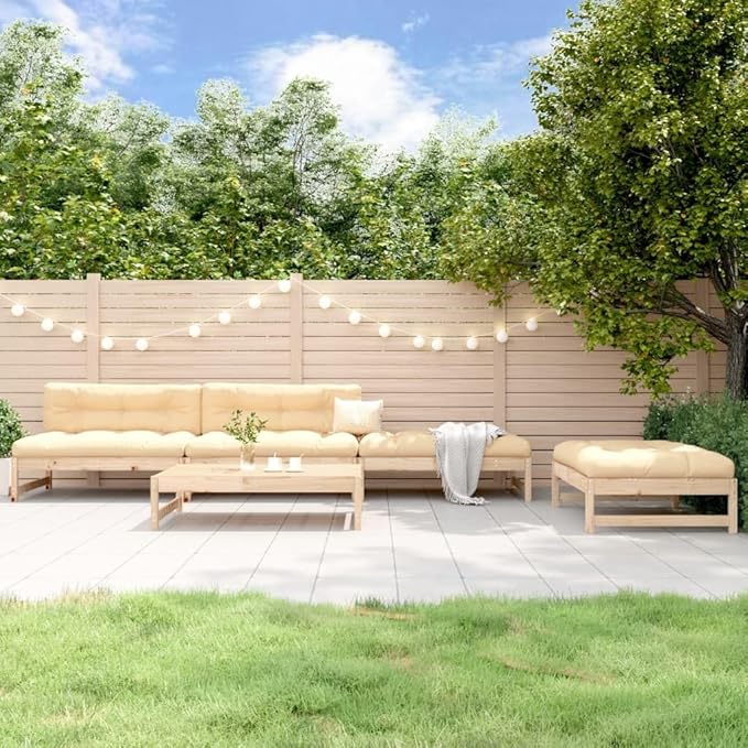 5 Piece Patio Lounge Set, Outdoor Sofa Set Patio Conversation Set Outdoor Dining Sets Sectional Sofa for Piazza Garden Poolside Exhibition Solid Wood Pine