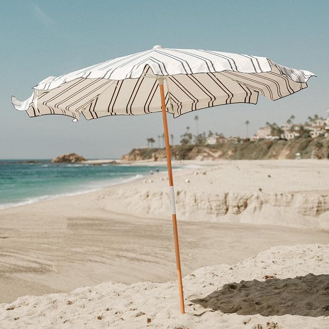 Business & Pleasure Co. Amalfi Umbrella - 7.2' Boho Beach Umbrella - Sturdy Yet Lightweight - UPF 50+ UV-Resistant Canvas