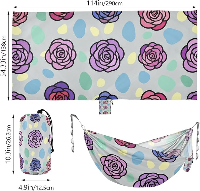 Floral and Dot Outdoor Hammocks Swing Hammock for Patio Backyard Lounge Base