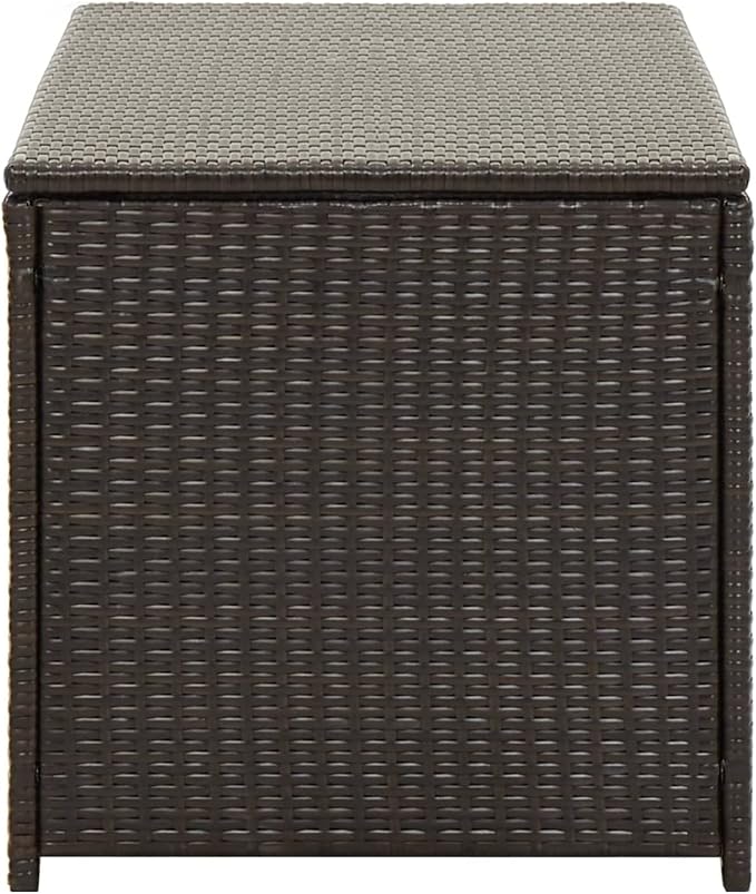 Patio Storage Box Outdoor Storage Deck Box for Patio, Garden Poly Rattan 39.3"x19.6"x19.6" Brown