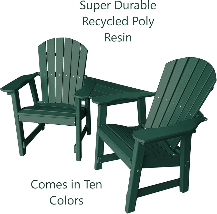 Phat Tommy 2 Chair Dining Table Set - Poly Outdoor Furniture - Small Patio Dining Set for Apartment Balcony Furniture, Recycled Poly Lumber Chairs and Table, Green