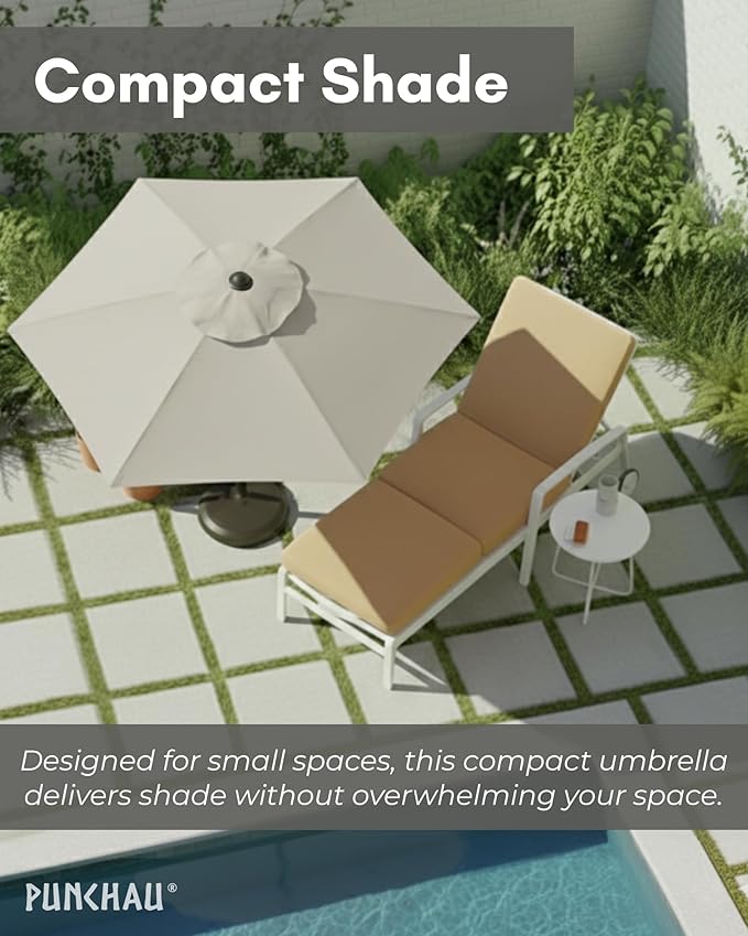 6 Ft Outdoor Patio Umbrella - Outdoor Umbrella for Patio, Pool, Table, Garden, Deck, & Beach - Easy Open/Close Crank and Push Button Tilt Adjustment - Beige Market Umbrellas