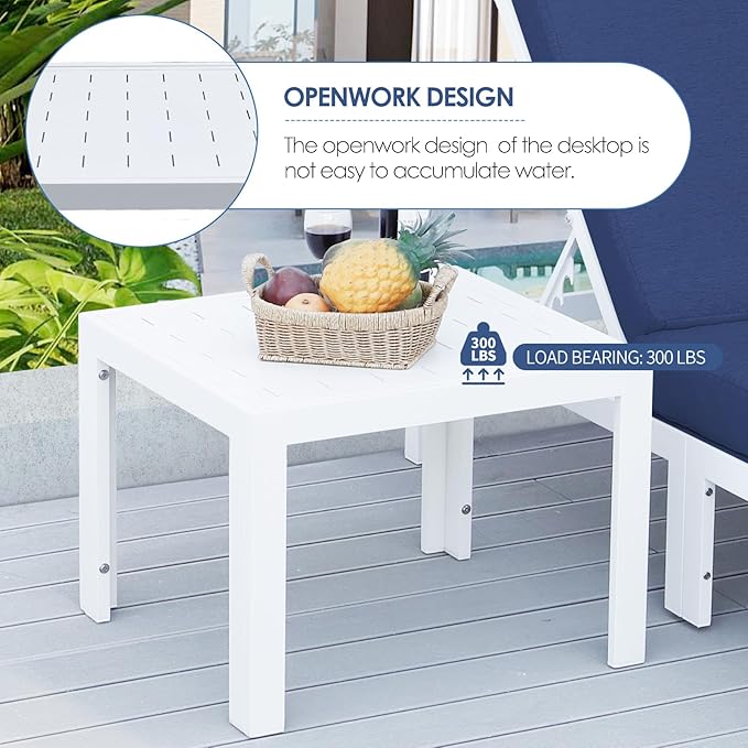 NICESOUL 8 Seat Large Modern Aluminum Outdoor Sofa, 29" Deep Wide Seated, 500 lbs Durable L Shaped Sectional Set for Heavy People, UV Resistant Modular Patio Furniture Set for Backyard Lawn, Navy Blue
