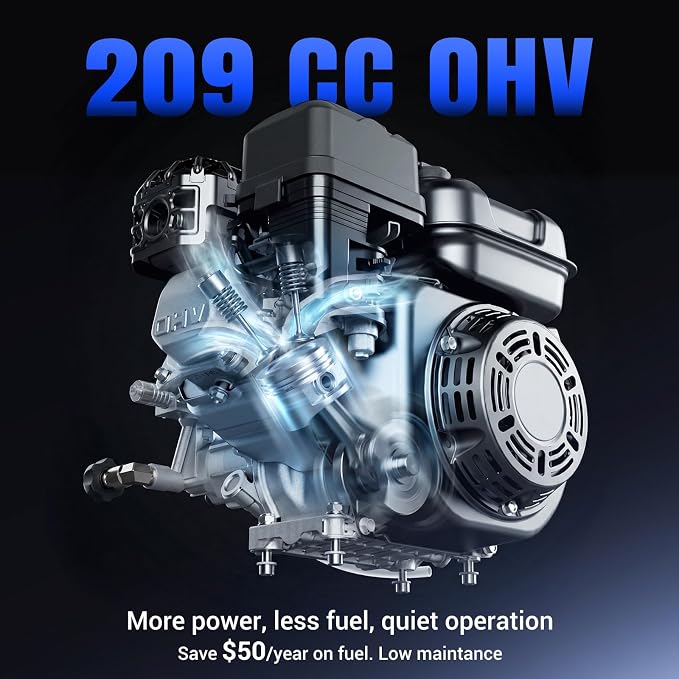3500 PSI Gas Pressure Washer, 2.3GPM Gas Powered Power Washer with 209cc OHV Engine, Soap Tank, 25FT Pressure Washer Hose,Pressure Gun & 4 Nozzles for Cars/Driveways/Homes/Patios