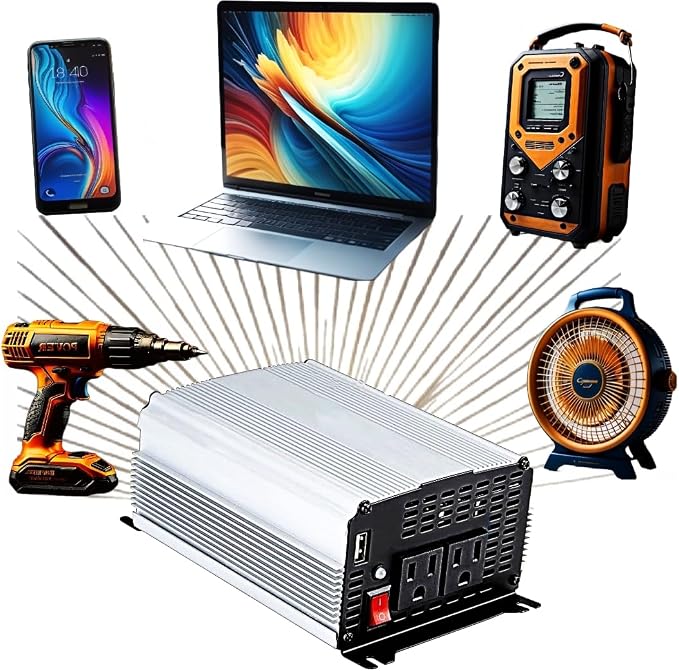 Fits Jupiter 1000 Watt Continuous/2000 Watt Peak Modified Sine Wave Power Inverter Run Power Tools, Small Appliances, Electronics, 2 120v AC Outlets, 2.1A USB Port Compatible with Smartphones/Tablets
