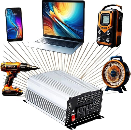 Fits Jupiter 1000 Watt Continuous/2000 Watt Peak Modified Sine Wave Power Inverter Run Power Tools, Small Appliances, Electronics, 2 120v AC Outlets, 2.1A USB Port Compatible with Smartphones/Tablets