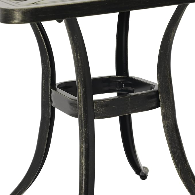 Clihome 21" Patio Table Outdoor Bistro Table Cast Aluminum Patio Dining Table Patio Tables for Outside Table for Garden, Backyard, and Porch