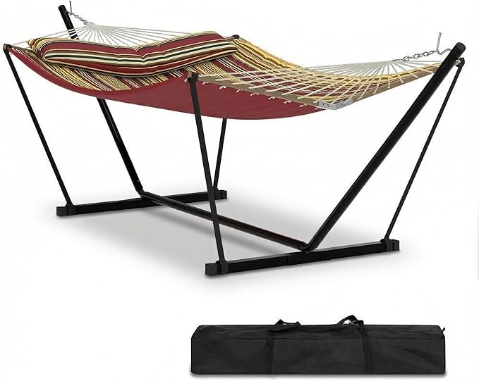 Jojoka 2-Person Hammock Suite with Collapsible Steel Frame, 450lb High Weight Capacity, UV-Resistant Outdoor Hammock with Storage Bag for Backyard & Camping