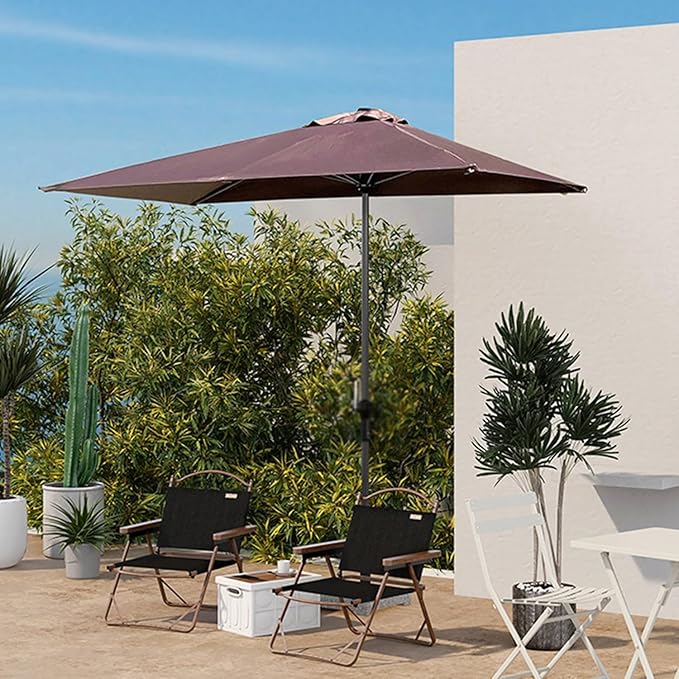 250cm against the wall Umbrella Half Rectangular Outdoor Patio Umbrella with Easy Crank Adjustable Height Without Base for gardens, balconies,patios,apartment terraces,cafes