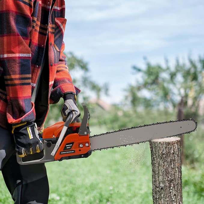 Gas Chainsaw, 60CC 2-Stroke Gasoline Powered Chainsaw, 22 Inch Handheld Cordless Petrol Chain Saws, Single Cylinder Gas Powered Chainsaw Air-Cooled with Self-Reset Pull Start for Garden, Forest