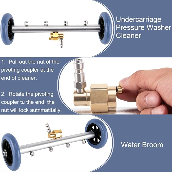 2-in-1 Undercarriage Pressure Washer Attachment – 4000 PSI Broom, 16" – 3 Extension Wands & Rust Prevention