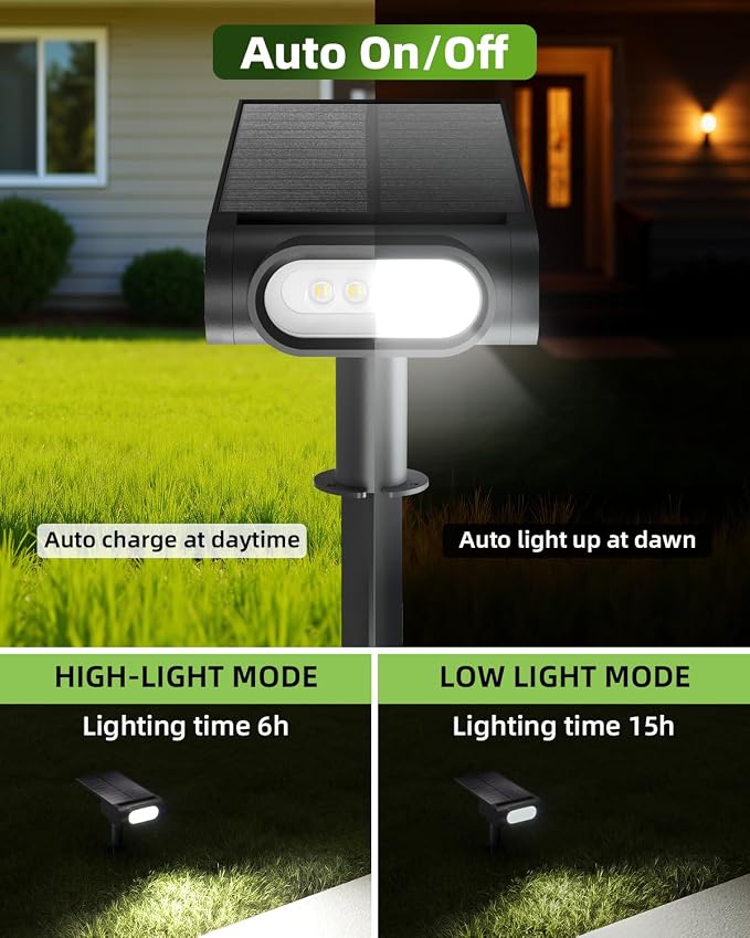 Solar Spot Lights Outdoor, Waterproof IP67 12 Color Modes Landscape Light with Remote, 2-in-1 Color Changing/Cool/Warm White Solar Lights Outdoor for Yard Trees Garden Pool Multicolor, 2 Pack