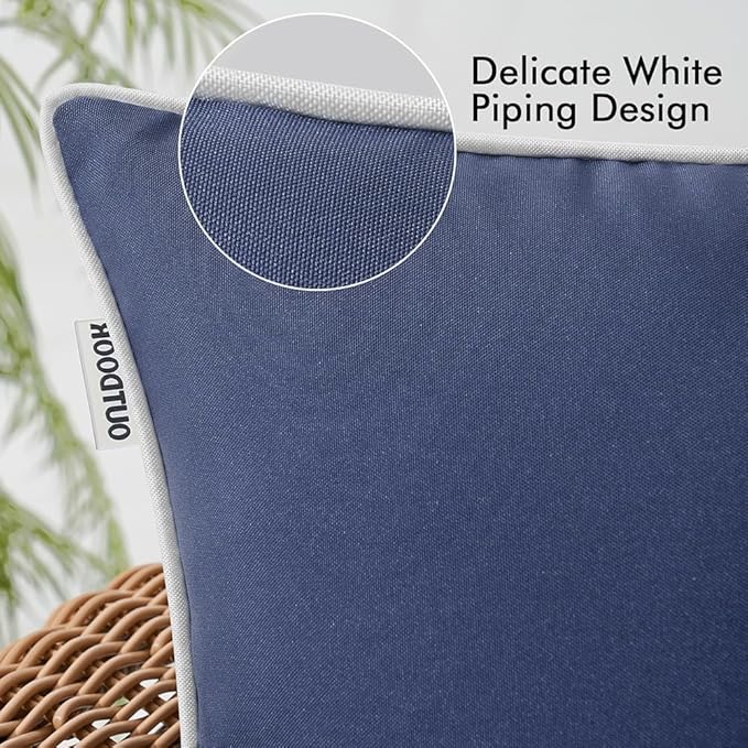 MIULEE 2 Pack Navy 20x20 Inch Square Modern Solid Color Outdoor & Waterproof Throw Pillow Covers for Patio, Tent, Bed, Sofa, Living Room