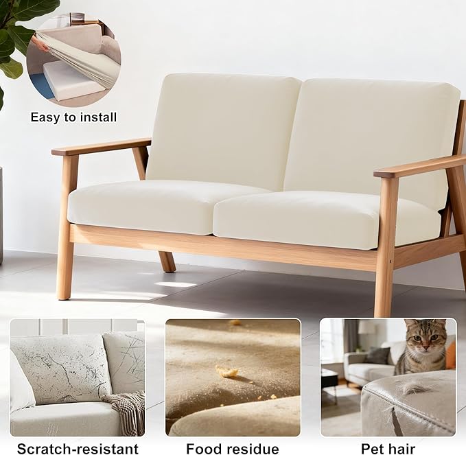 BIETYONE 4Pcs Patio Stretch Cushion Covers,Outdoor Sofa Replacement Cover Slipcovers for Patio Furniture Cushion Covers, Washable Reusable Furniture Protector