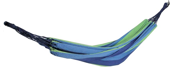 Northlight 32816484 Blue and Green Striped Woven Cotton Double Brazilian Hammock