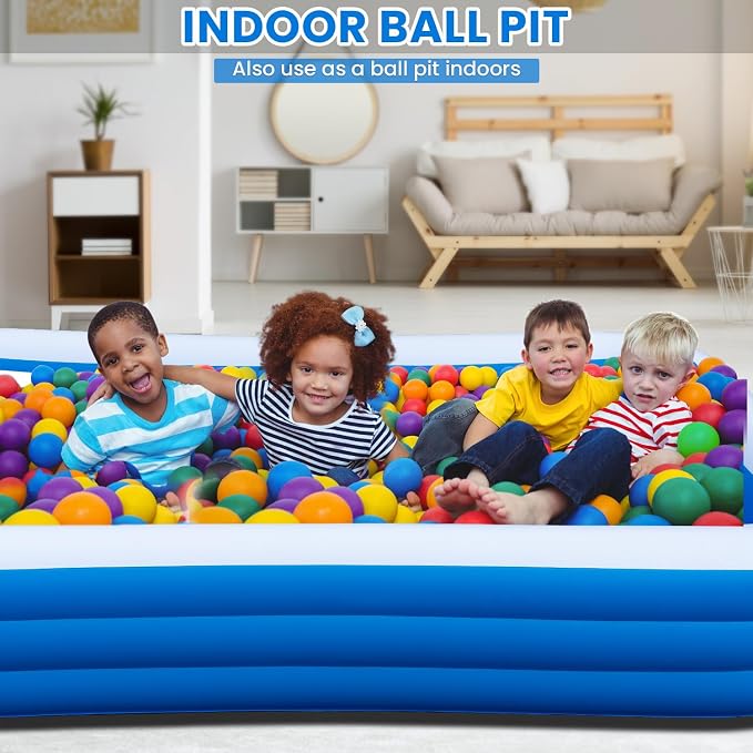 Inflatable Swimming Pool for Family, 130" x 72" x 22" Large Blow Up Pool for Adults & Kids, Thickened Backyard Pool with Pump, Quick Inflation Summer Outdoor Water Party Pool