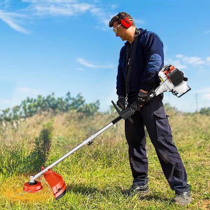 Weed Eater Gas Powered 36cc 3 in 1 Gas Weed Wacker Gas Brush Cutter, 2-Cycle Gas String Trimmers for Weeds and Grass, Orange