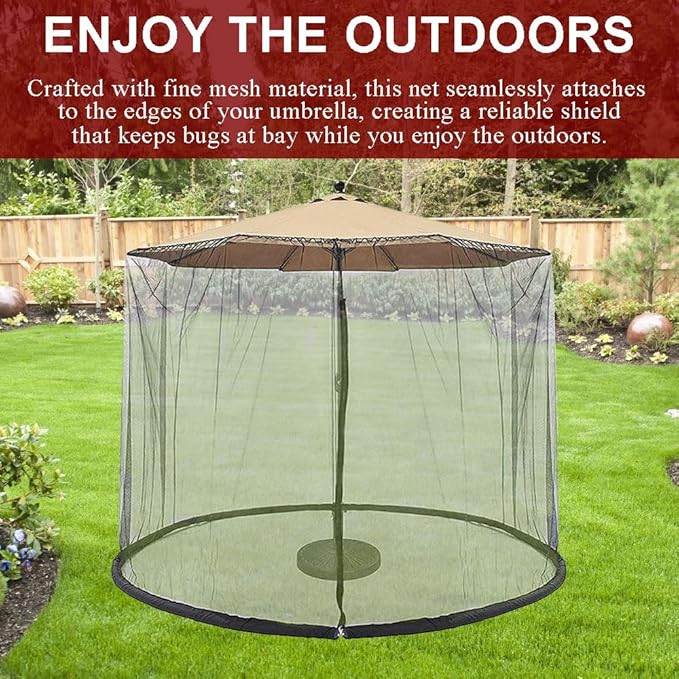9ft Patio Umbrella Bug Screen w/Zipper Door and Polyester Netting