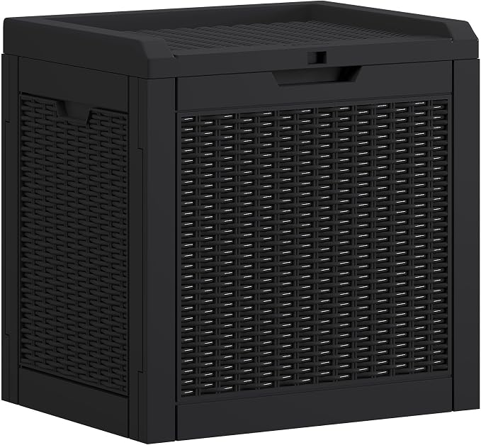YITAHOME 35 Gallon Outdoor Deck Box, Lockable Waterproof Storage Box, Resin Storage Bin for Patio Cushions, Gardening Tools, UV Resistant, Black